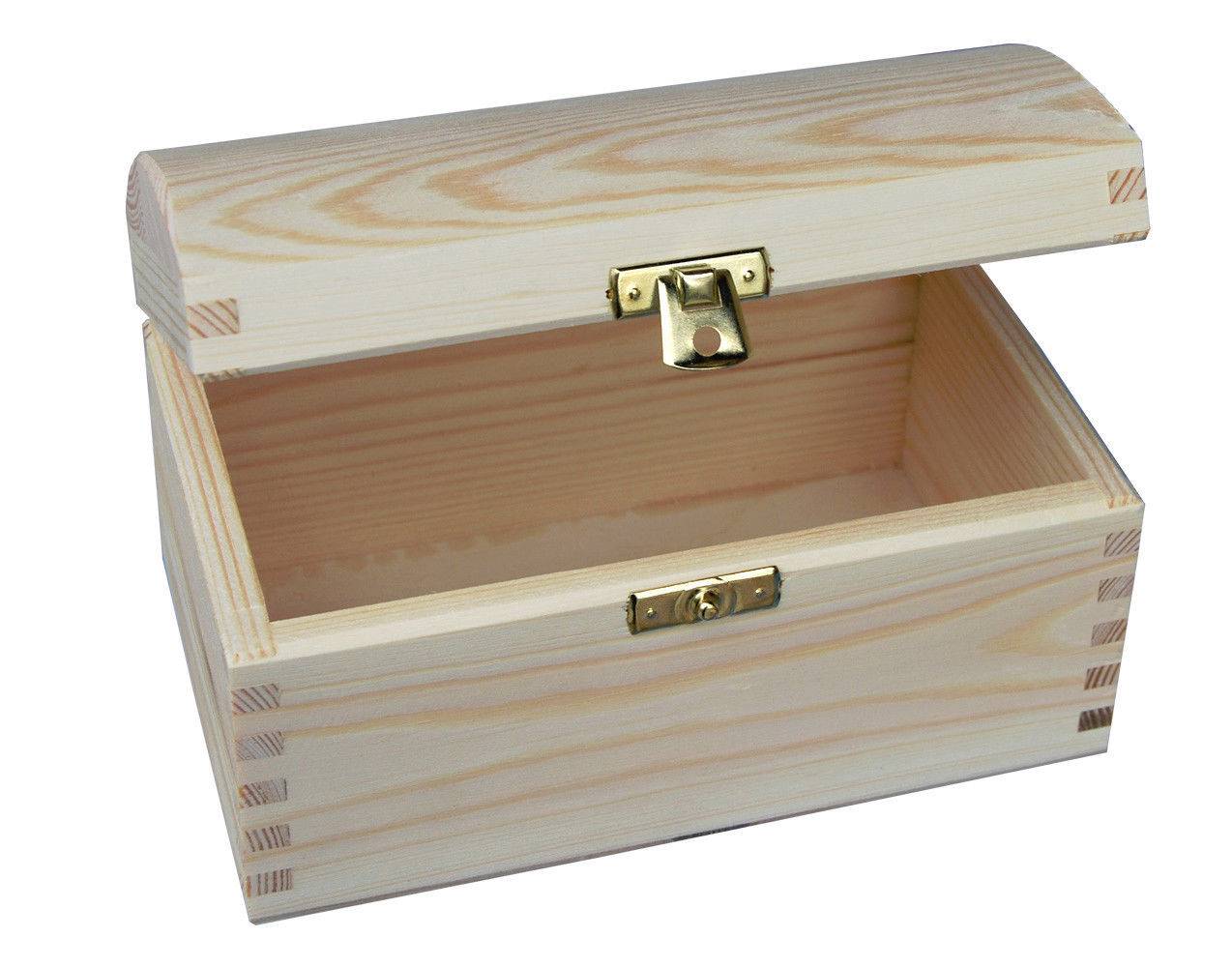 PLAIN WOOD WOODEN STORAGE BOX JEWELLERY TREASURE CHEST eBay