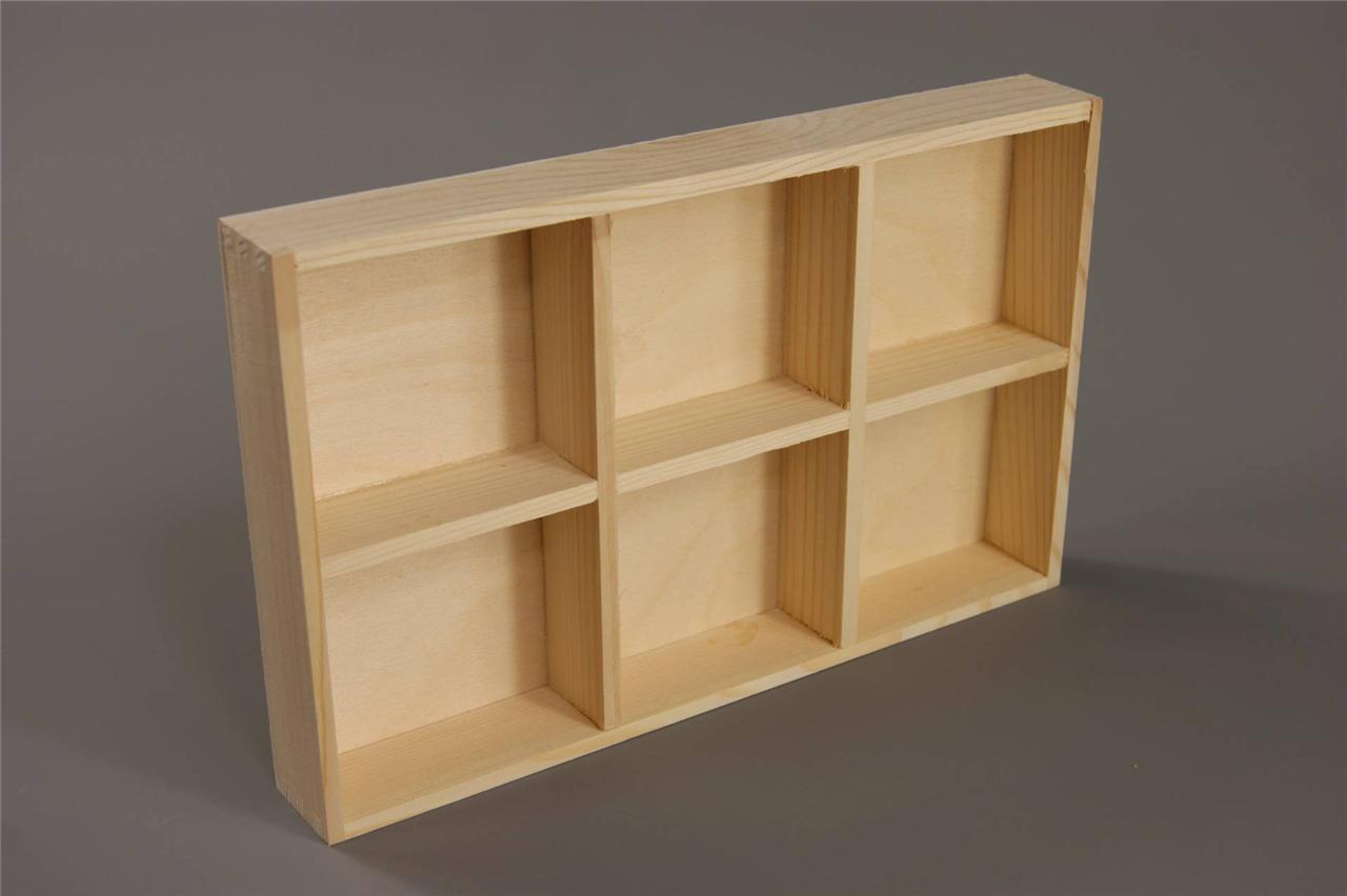 NEW !!! PLAIN WOOD WOODEN TRAY 6 COMPARTMENTS Decoupage 27,5 x 18cm CRAFT