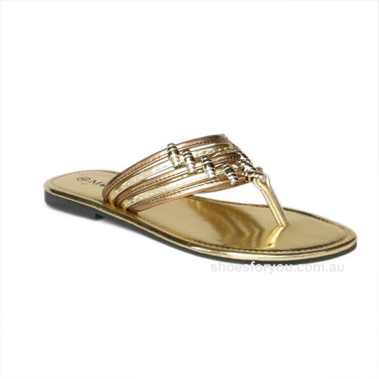 ... -DESIGNER-SHOES-Flats-Sandals-Gold-Bronze-Sizes-5-6-7-8-9-10-11-12-13
