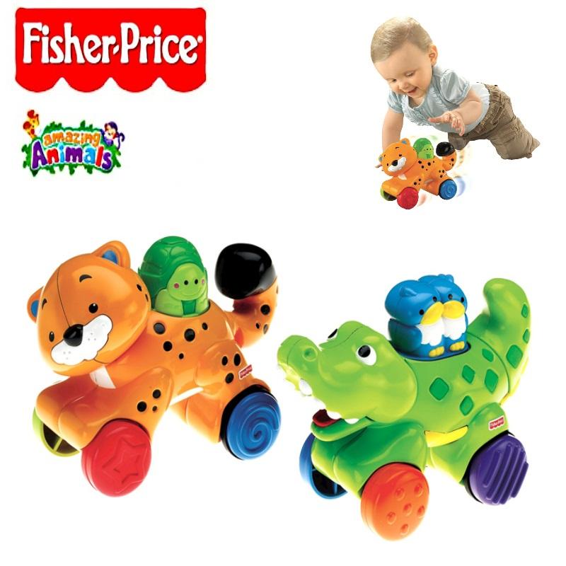 Fisher Price Amazing Animals Press & Go Cheetah and Crocodile Baby Toy