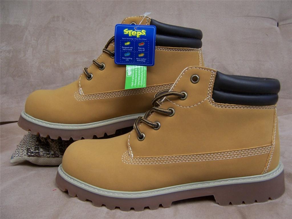 HIKING BOOTS Tan WATERPROOF Trail Backpacking SHOES Boy Scouts Rugged