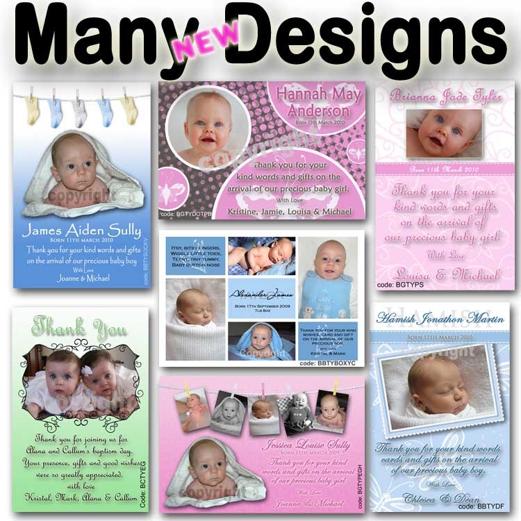 Personalised baby birth announcements & thank you cards