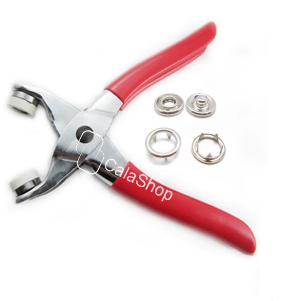 Easy Press Snap Fastener Pliers stud attaching tool 3/8" 25 sets Nickel
