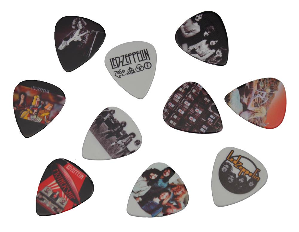 10pcs Rock Band 2 Sides Print Medium Guitar Picks ACDC Beatles GNR Pink