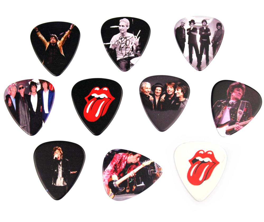 10pcs Rock Band 2 Sides Print Medium Guitar Picks ACDC Beatles GNR Pink