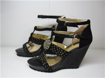 mimco rrp 299 open toe wedge platform studs black mimco rrp 299 open toe wedge platform studs black