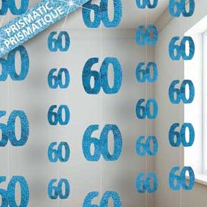 60th Birthday Party Favors on 60th Birthday Party Decorations Supplies Hanging Strings Blue Glitz