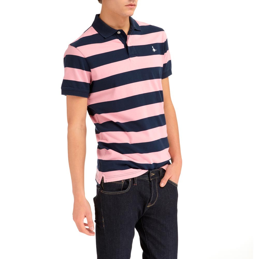 JACK WILLS (XS, S, M, L, XL) ALDGROVE NAVY PINK STRIPE POLO TOP SHIRT