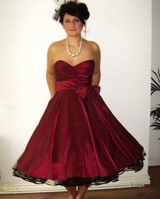  Evening Dress on Gorgeous 1950s Style Dark Red Prom Dress With Wide Sash  Boned Bodice