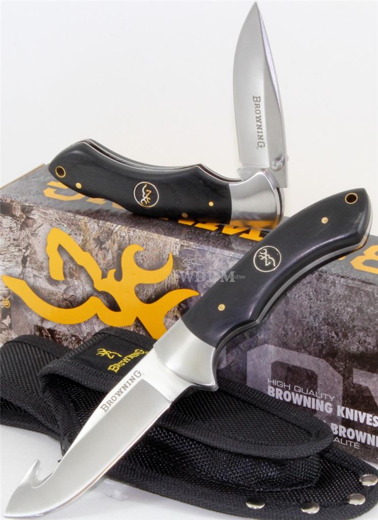 Browning Guthook & Lockback Skinning Hunter Hunting Knife Combo Set w