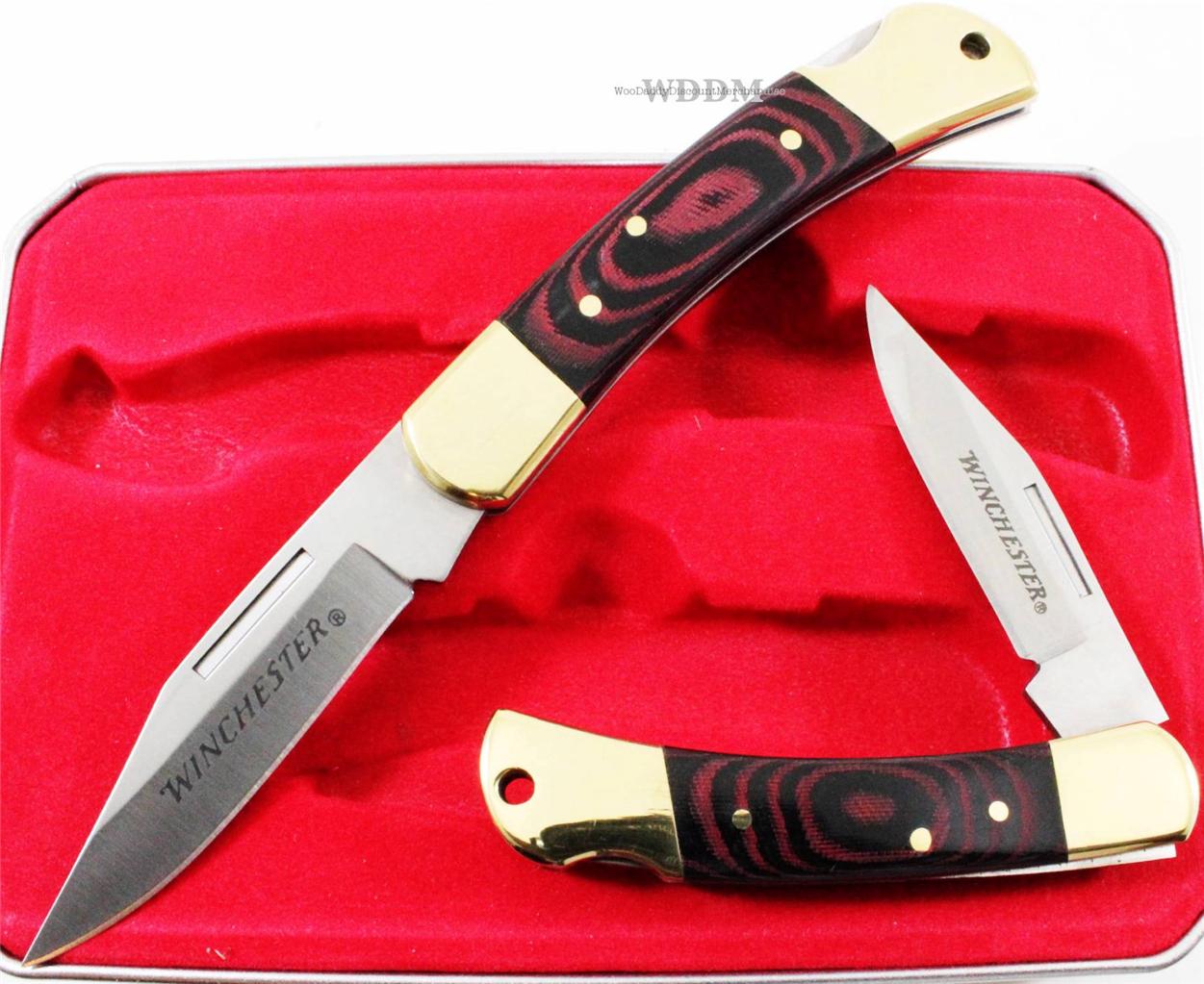 Winchester Cocobolo Wood Clip Point Hunting Skinning Lockback Combo