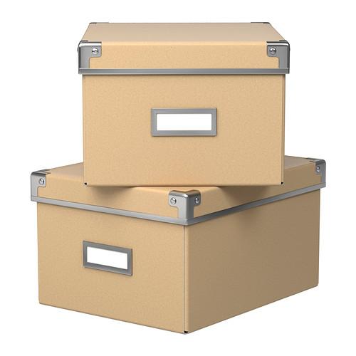 IKEA STORAGE BOXES x 2 W LIDs Container Cases fit DVD 2 BOXES MANY NEW