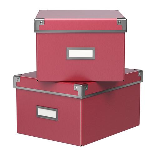 IKEA STORAGE BOXES x 2 W LIDs Container Cases fit DVD 2 BOXES MANY NEW