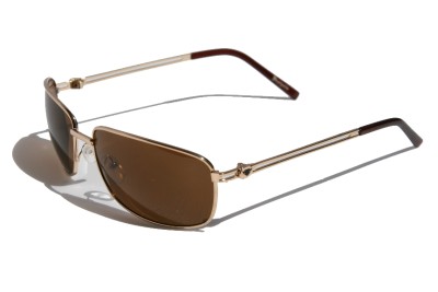 Mens Premium Rectangle Aviator Sunglasses Brown lens Gold ...