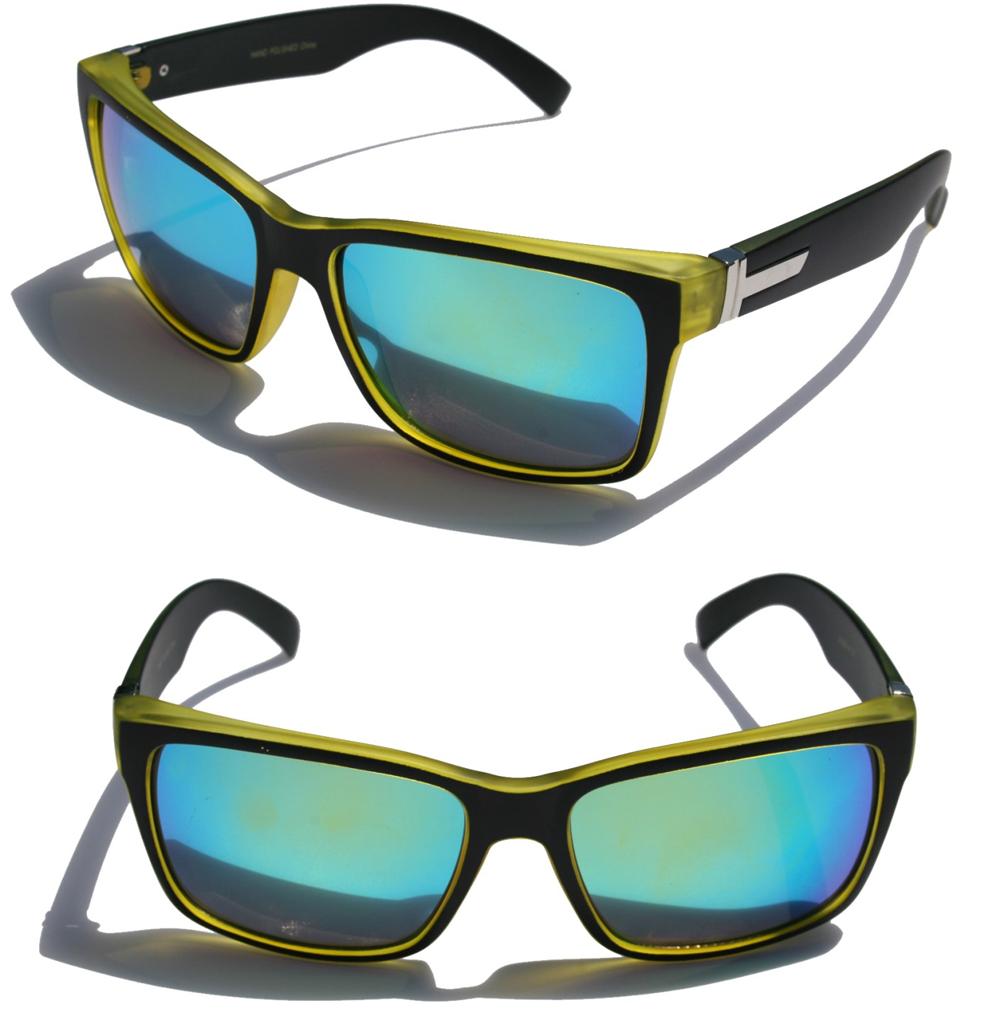 Large Men Matte Square Retro Sunglasses Black Frame Color Mirror Lens 150mm Wide Ebay