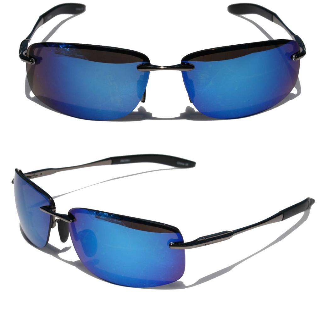 Premium Rectangle Rimless Metal Frame Aviator Sunglasses Multicolor