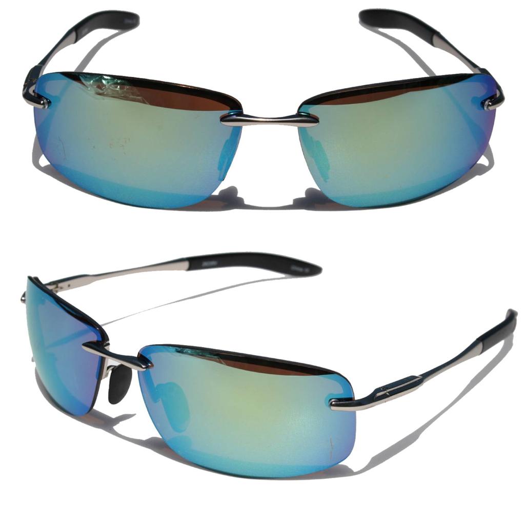 Premium Rectangle Rimless Metal Frame Aviator Sunglasses Multicolor