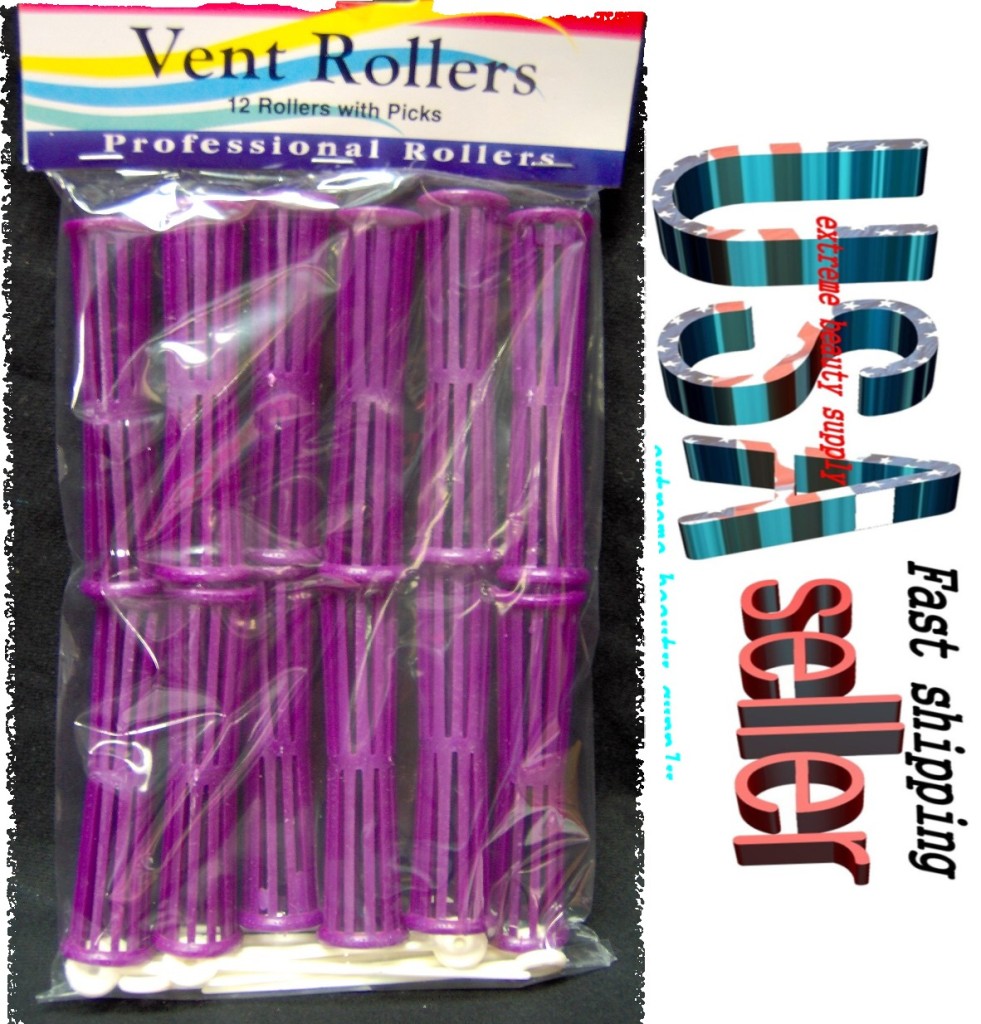 air vent 12 hair rollers picks CURLER perm rod Purple 3/4" DIAMETER x 3