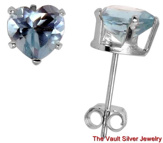 Sterling Silver CZ Stud Earrings 6mm Heart CZ'S New | eBay
