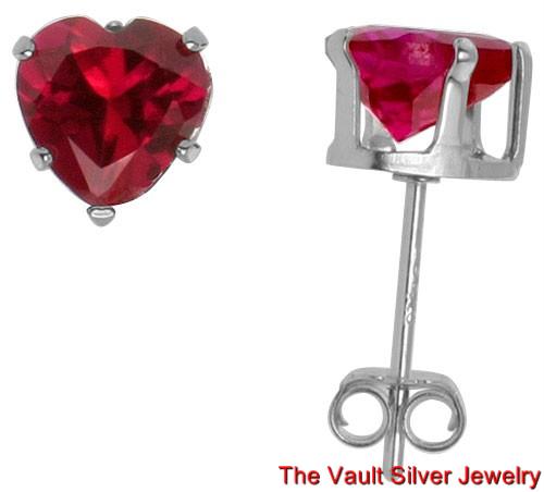 Sterling Silver CZ Stud Earrings 6mm Heart CZ'S New - Picture 9 of 9