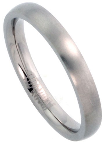 Comfort-Fit-Titanium-Band-3mm-Wedding-or-Thumb-Ring-New-Silver-Brushed-Finish
