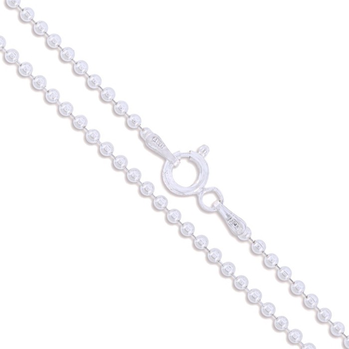 24" Sterling Silver Necklace Italian Ball Bead Chain 925 Italy New USA Wholesale 