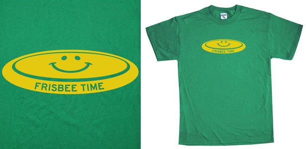 frisbee time t shirt smiley face funny golf ultimate disk