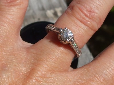 18k WG .68 ct Ornate Antique Diamond Solitaire Ring