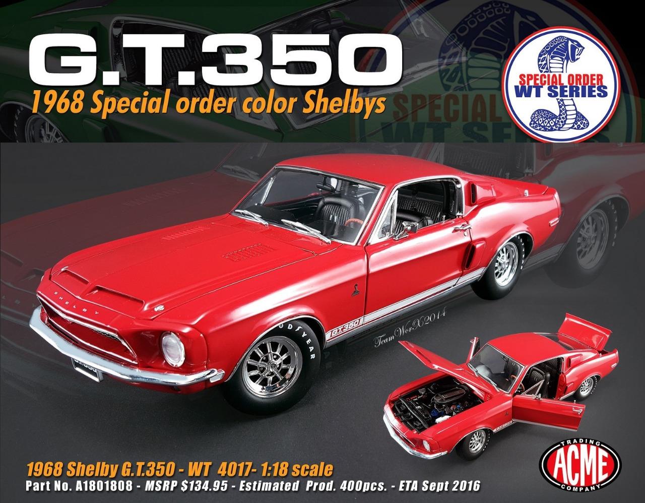 Acme 1968 Ford Shelby Mustang Gt 350 Wt 4017 Diecast Model Car 118