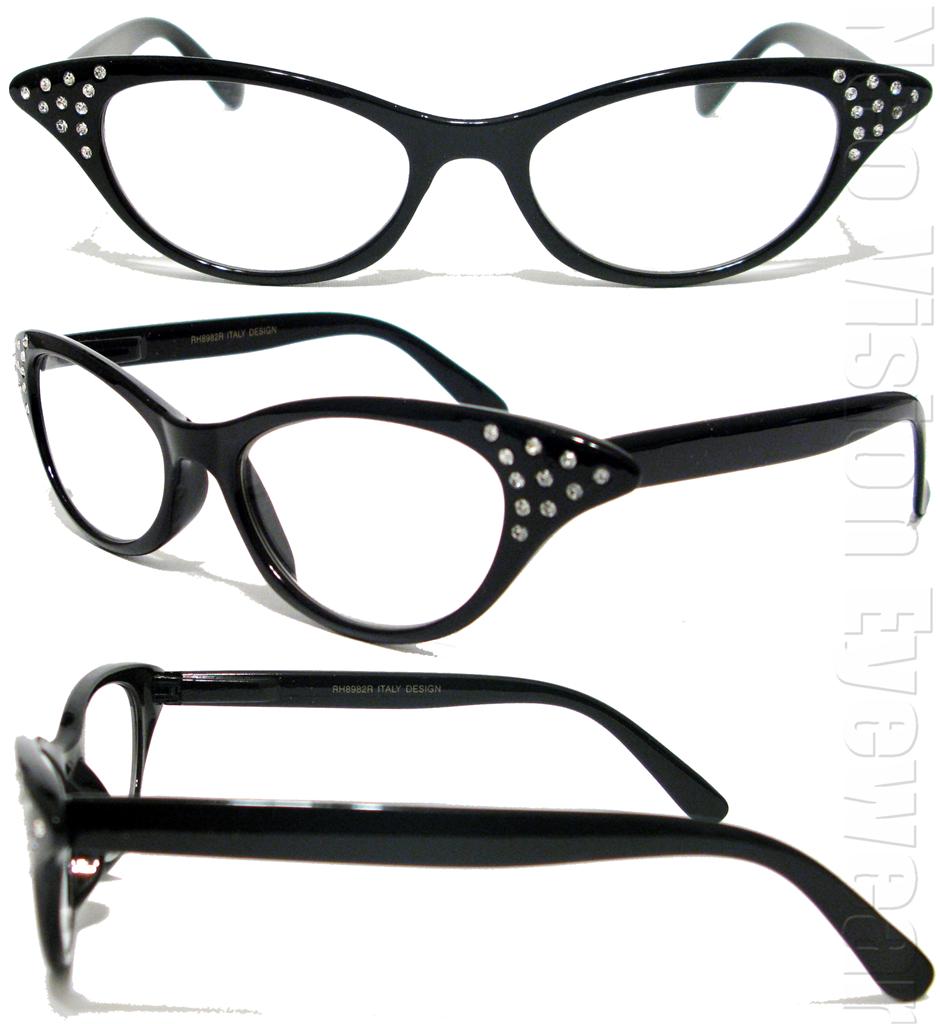 Rhinestone Cat Eye Vintage Style Clear Retro Reading Glasses Various Colors Rh8 Ebay