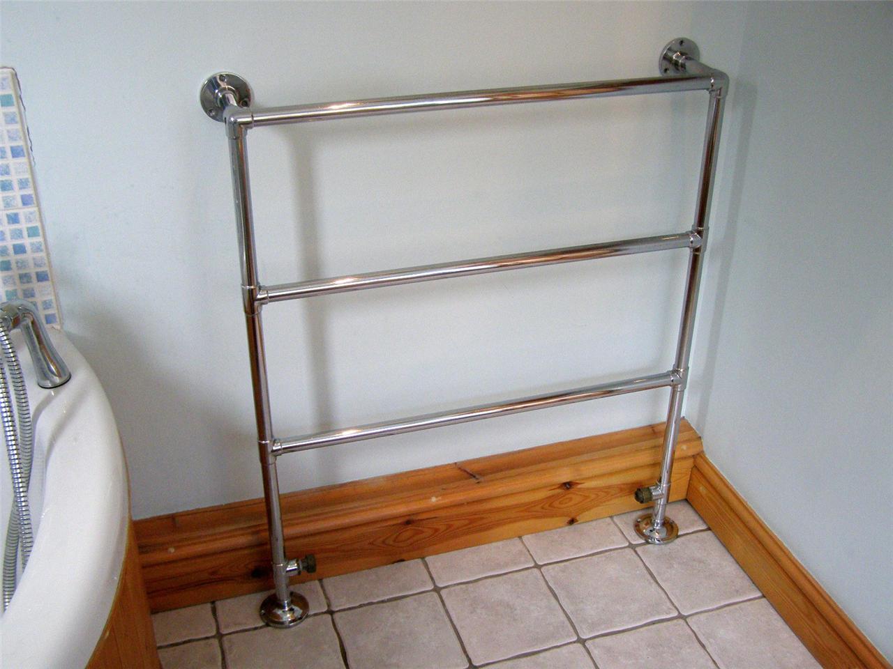 Large Antique Edwardian Chrome Heated Towel Rail eBay