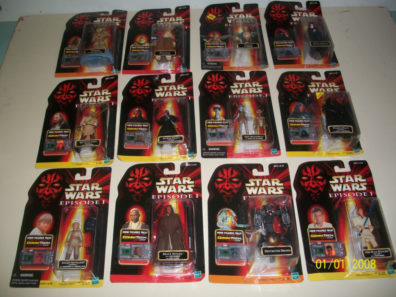 STAR WARS, 12 ACTION FIGURES, EPISODE I, COMMTECH CHIP, COLLECTION 1 2