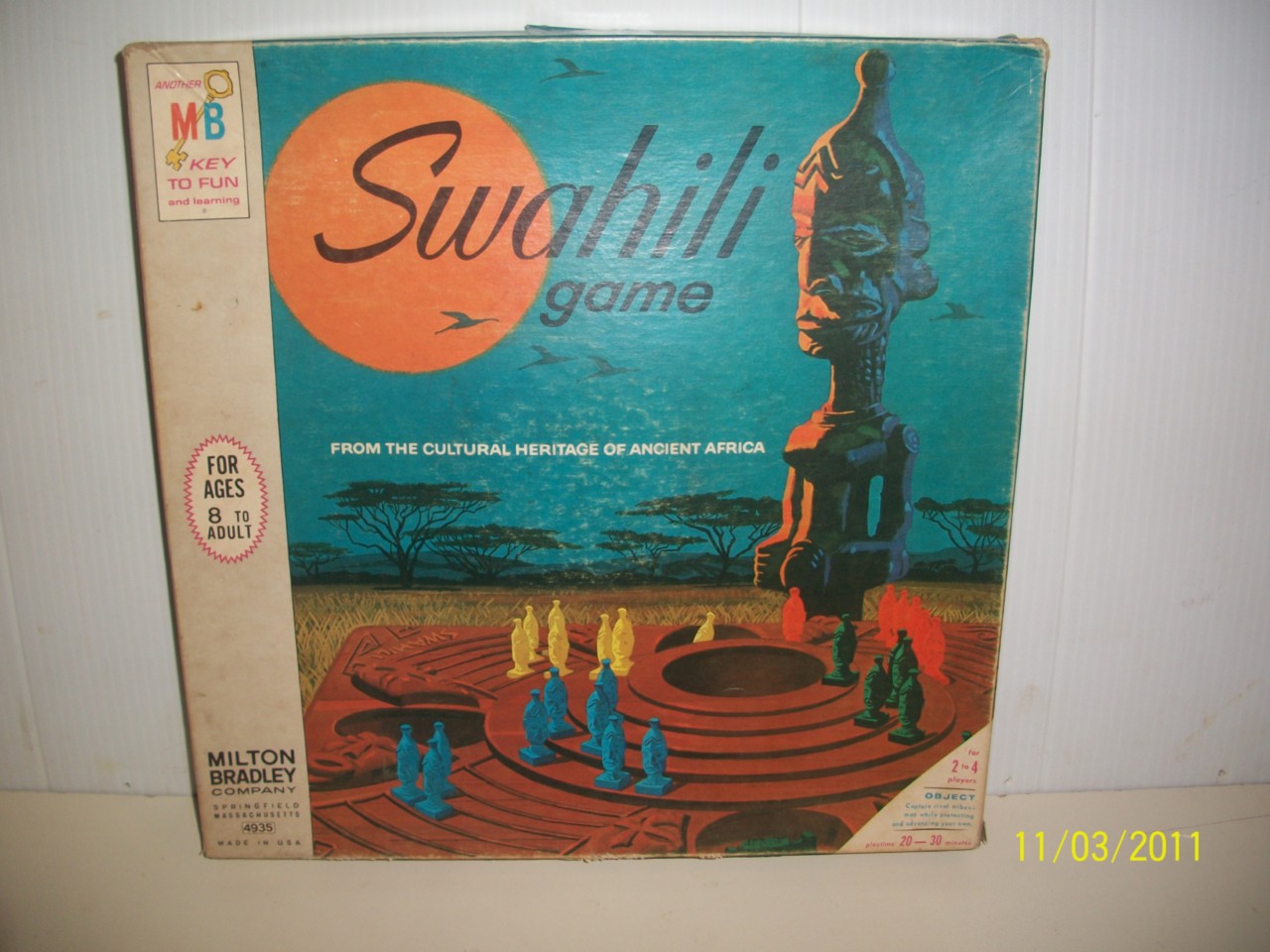 AFRICAN CULTURE HERITAGE, SWAHILI BOARD GAME, MILTON BRADLEY,1968