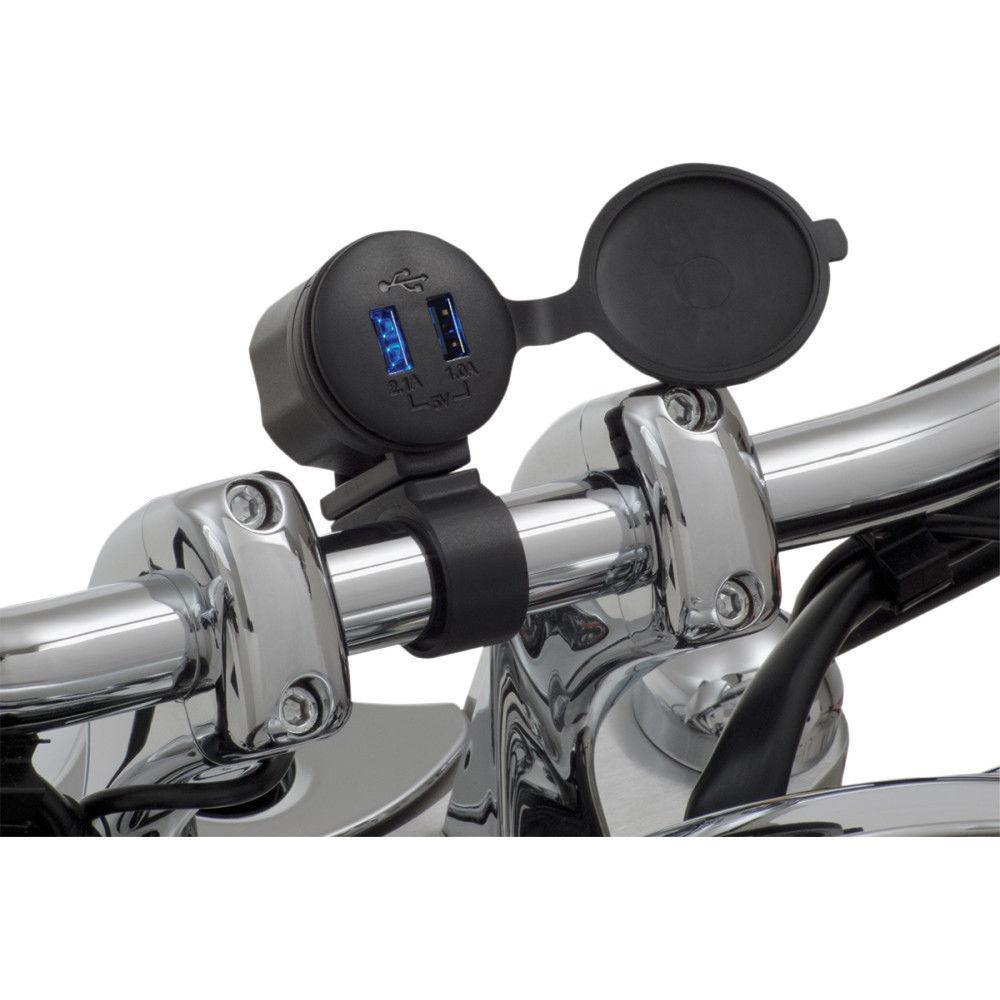 Dual Port USB Charger Waterproof, Handlebar Mounted By Show Chrome