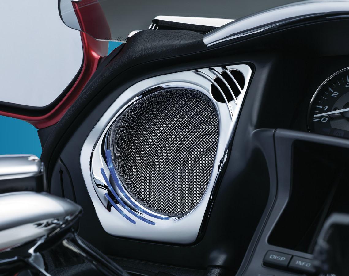 Kuryakyn LED Lighted Chrome Speaker Grills for Honda Goldwing GL1800