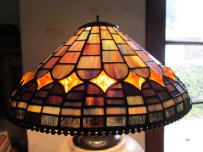 leaded nr quoizel slag stained shade collectibles stunning lamp glass