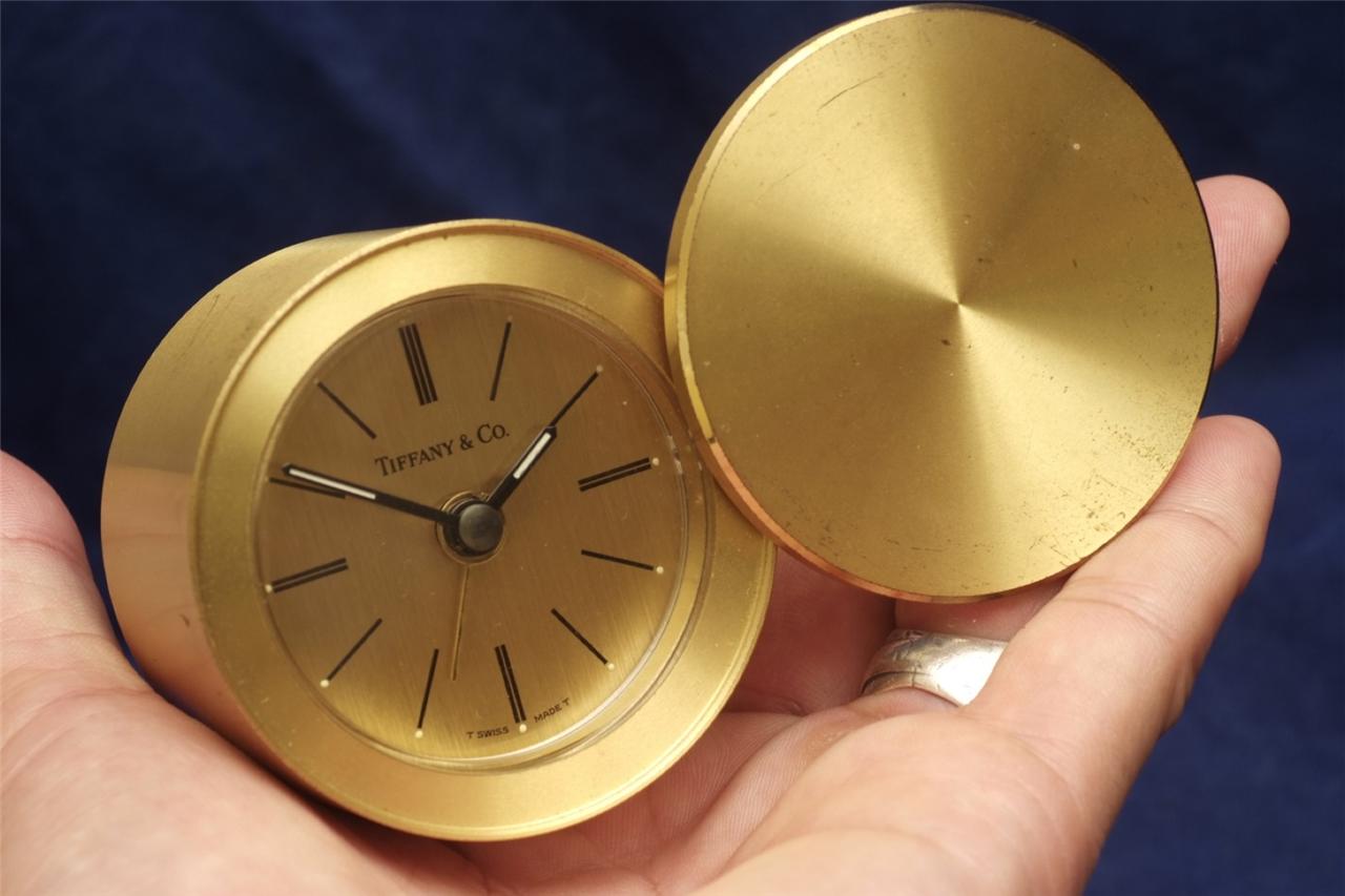 Tiffany & Co Gold Authentic Travel Alarm Clock! eBay
