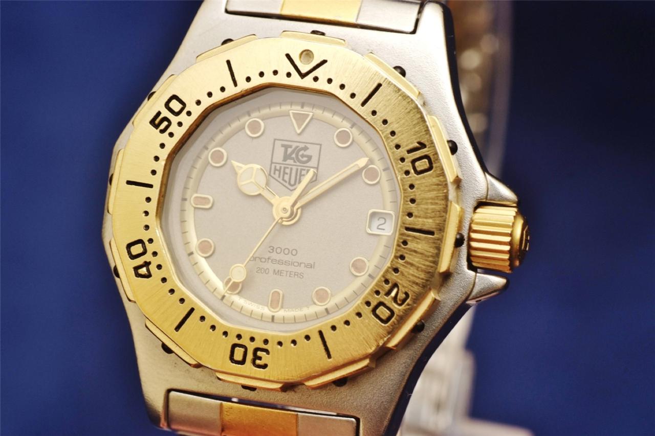 TAG Heuer 3000 Professional 200m SS/Gold/Authentic Ladies Sports Diver