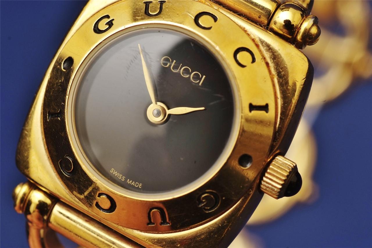 Gucci 6400L Gold/Black Dial/Authentic Ladies Luxury Dress Watch! eBay