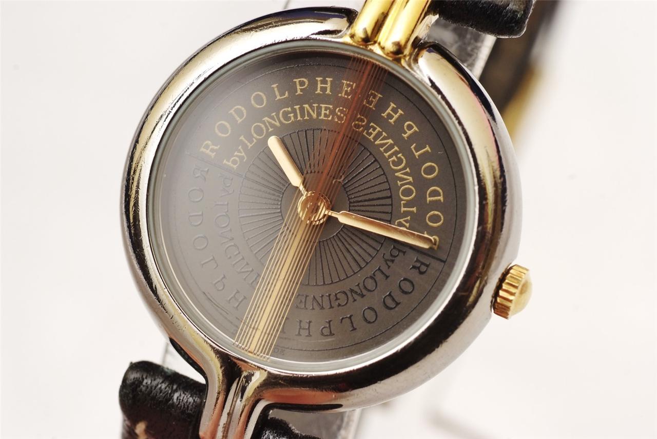 Rodolphe by Longines Gold/SS/Black Leather/Authentic Ladies Luxury Dress Watch! eBay