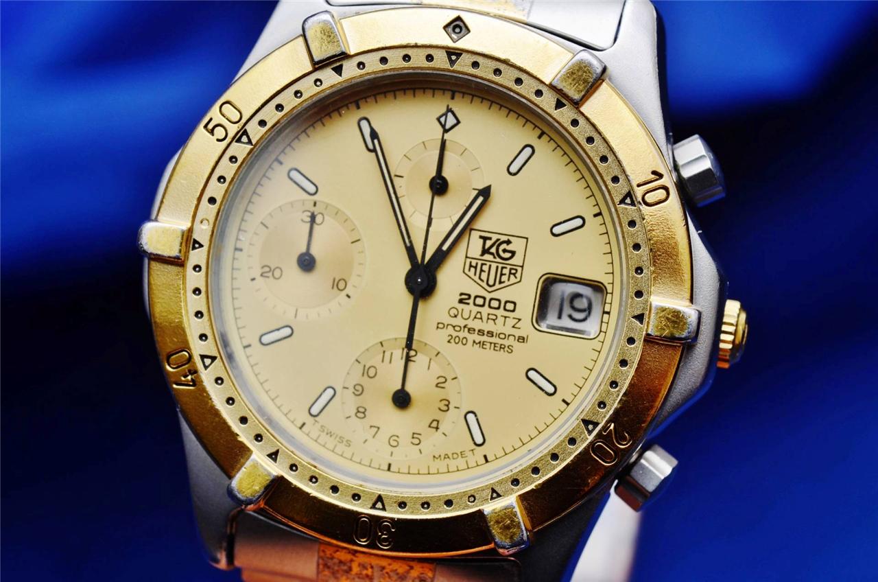 TAG Heuer 2000 Chronograph Professional Gold SS Authentic Men's Sports
