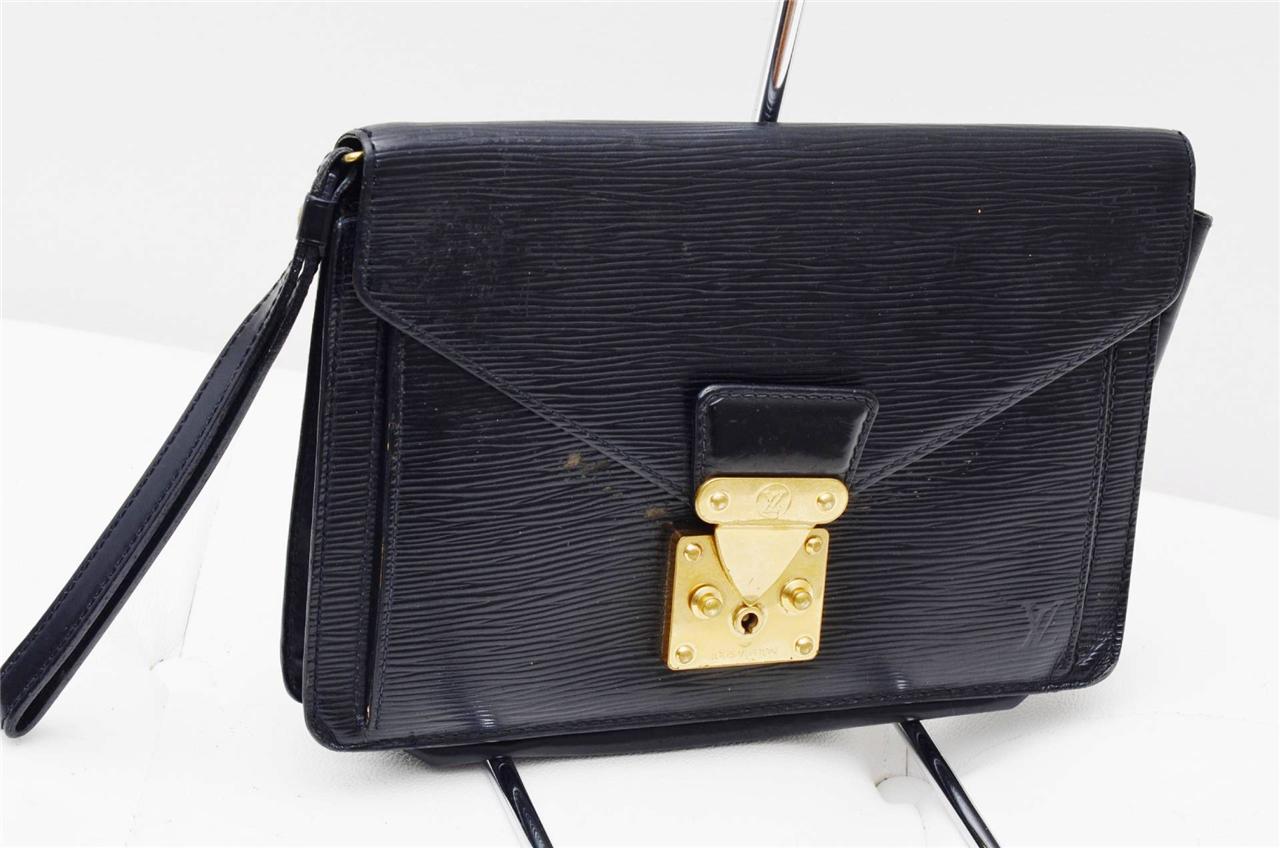 Louis Vuitton Sellier Dragonne Black Epi Authentic Clutch Handbag Purse! | eBay