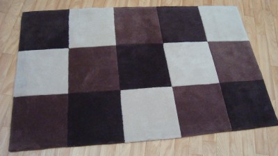 SIENNA Wool Look Rug 90x150cm Dark Brown Brown Cream