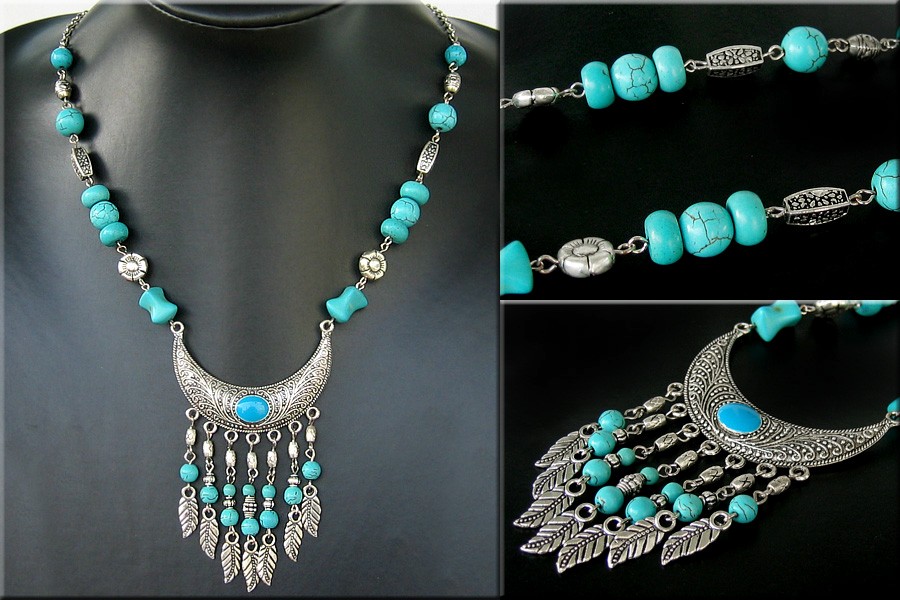 Tibet style Tibetan silver charming turquoise pendant necklace eBay
