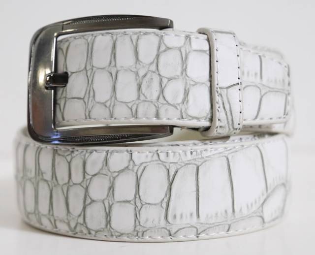 mens white leather golf belt