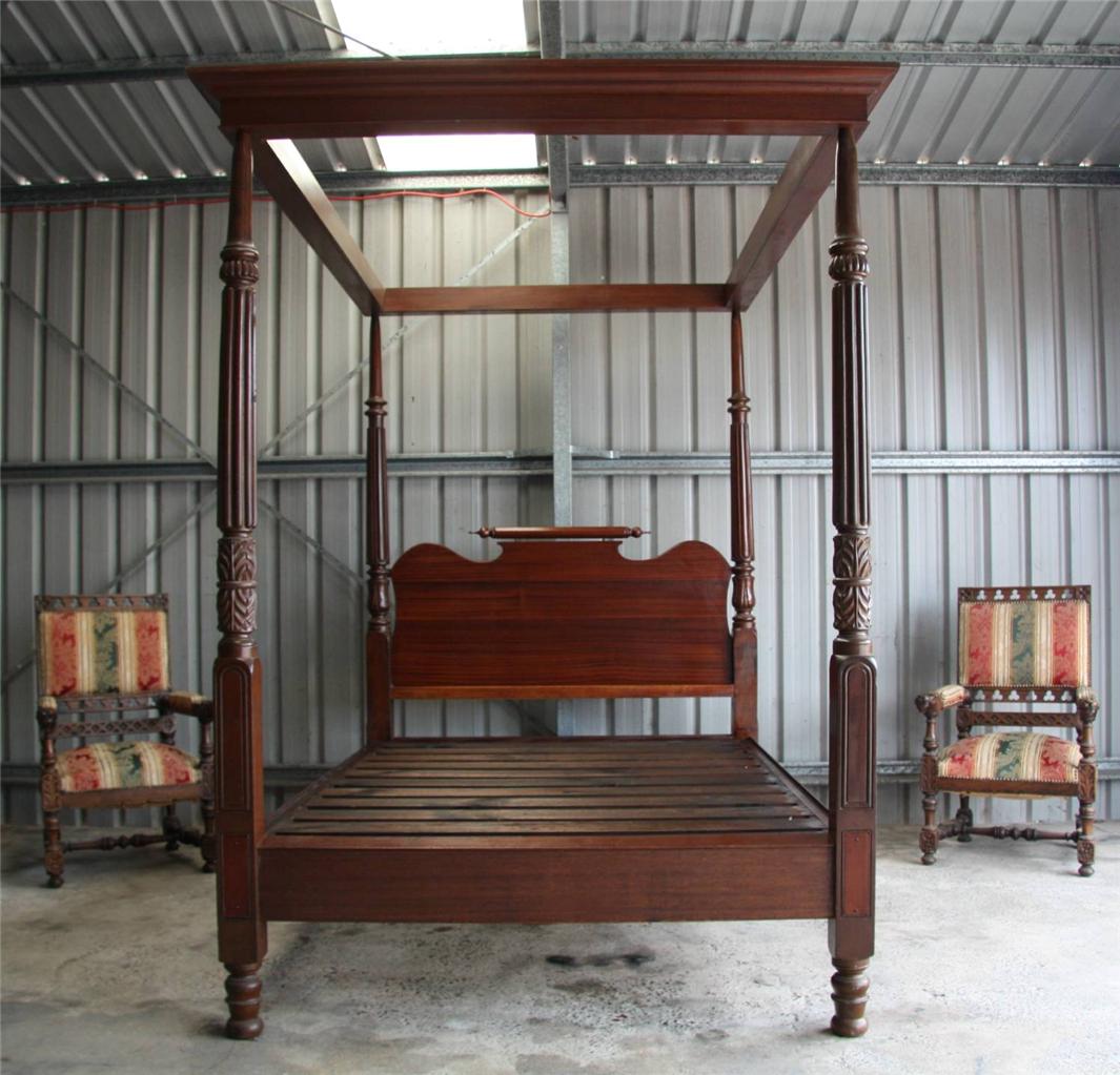 ANTIQUE AUSTRALIAN COLONIAL BLACKWOOD FOUR POSTER QUEEN SIZE BED CIRCA 1900 eBay