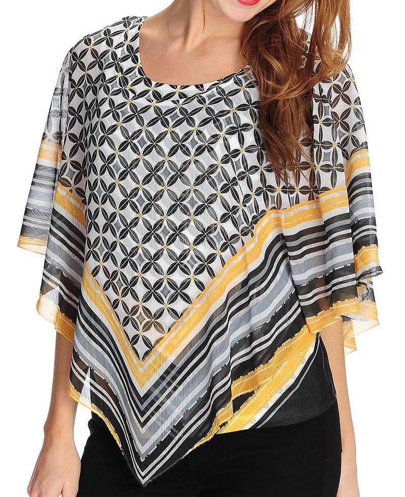 NEW One World Chiffon Geometric Printed Overlay Top & Matching Knit Tank S, M, L - Picture 4 of 4