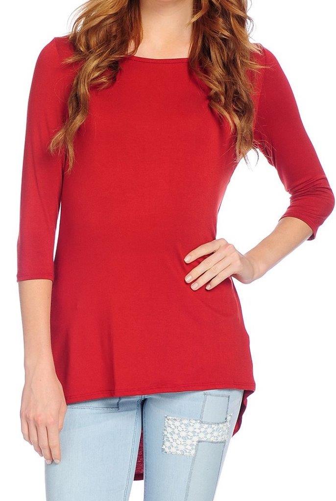 NEW Indigo Thread Co.™ Stretch Knit 3/4 Sleeved Shirttail Hem Knotted