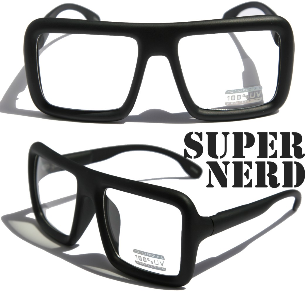 Large Retro Nerd Bold Thick Square Frame Classic Eye ...