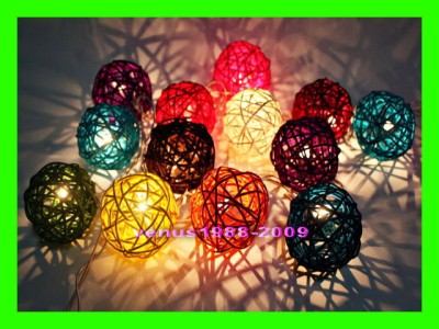 Hanging Party Lights on Gift Rattan Ball Fairy Party Wedding Home Decor Hanging Light Mixed